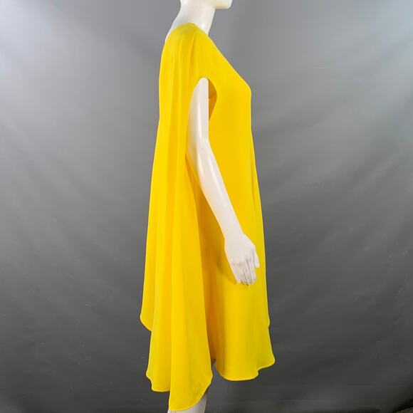 CALVIN KLEIN 205W39NYC Size 2 Yellow Silk Wool Layered Poncho Dress - Picture 2 of 9